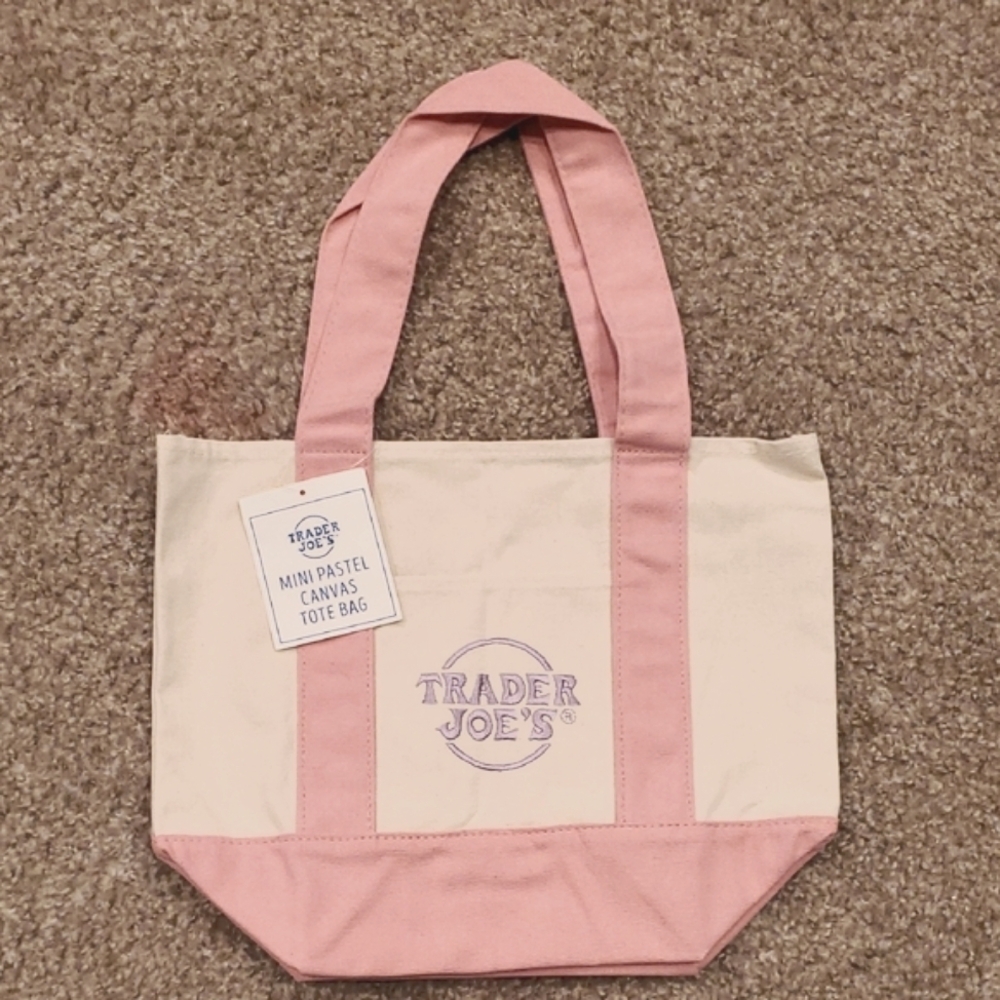 Pink and Cream Canvas Tote Bag